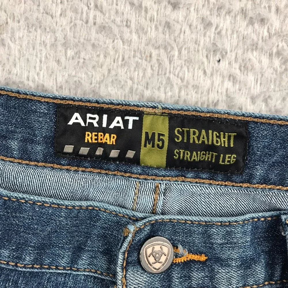 Ariat Rebar Jeans Mens 38 (39x31) M5 Straight Leg Western Cowboy Rodeo Denim